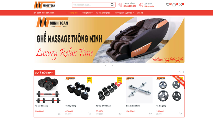 Website bán đồ thể thao gym - Minh Toàn