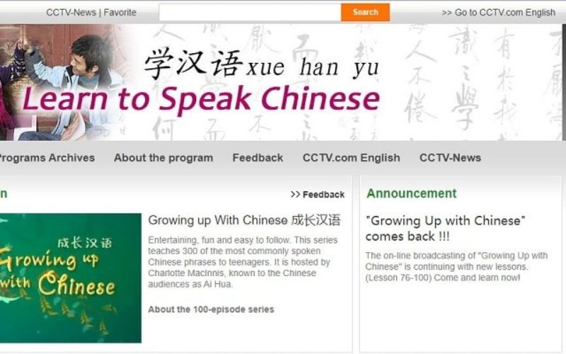 Học tiếng trung tại website CCTV Learn Chinese